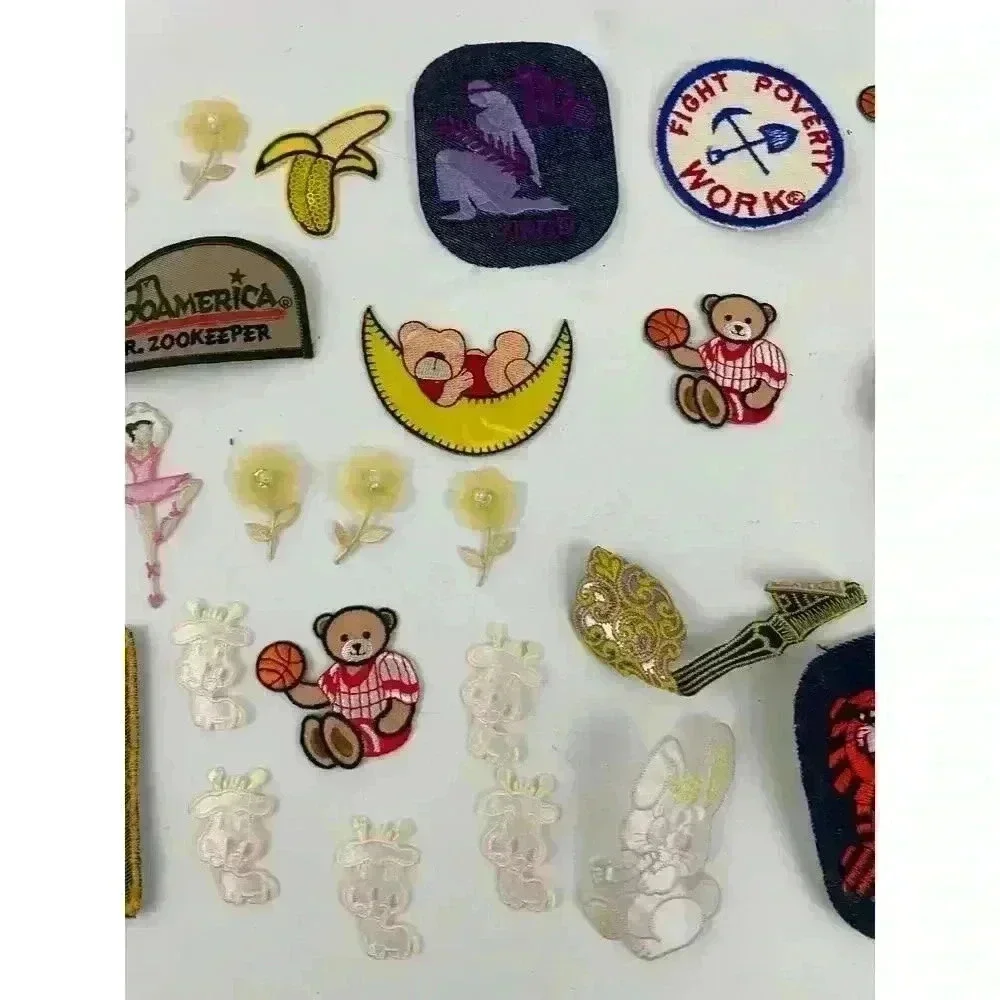 30 PC Assorted Sewing Applique Patches Iron on Sew On NEW Mixed Vintage‎